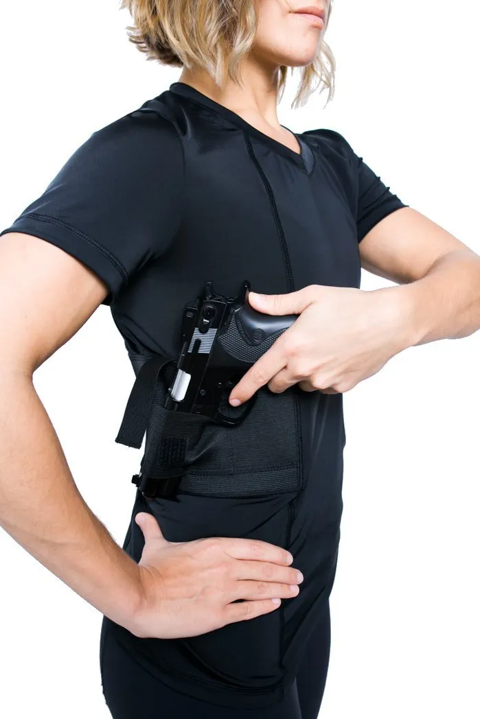 Graystone Holster Shirt Concealed Carry Clothing for Women V Neck - Easy Reach Gun Concealment Compression CCW Tactical Clothes…
