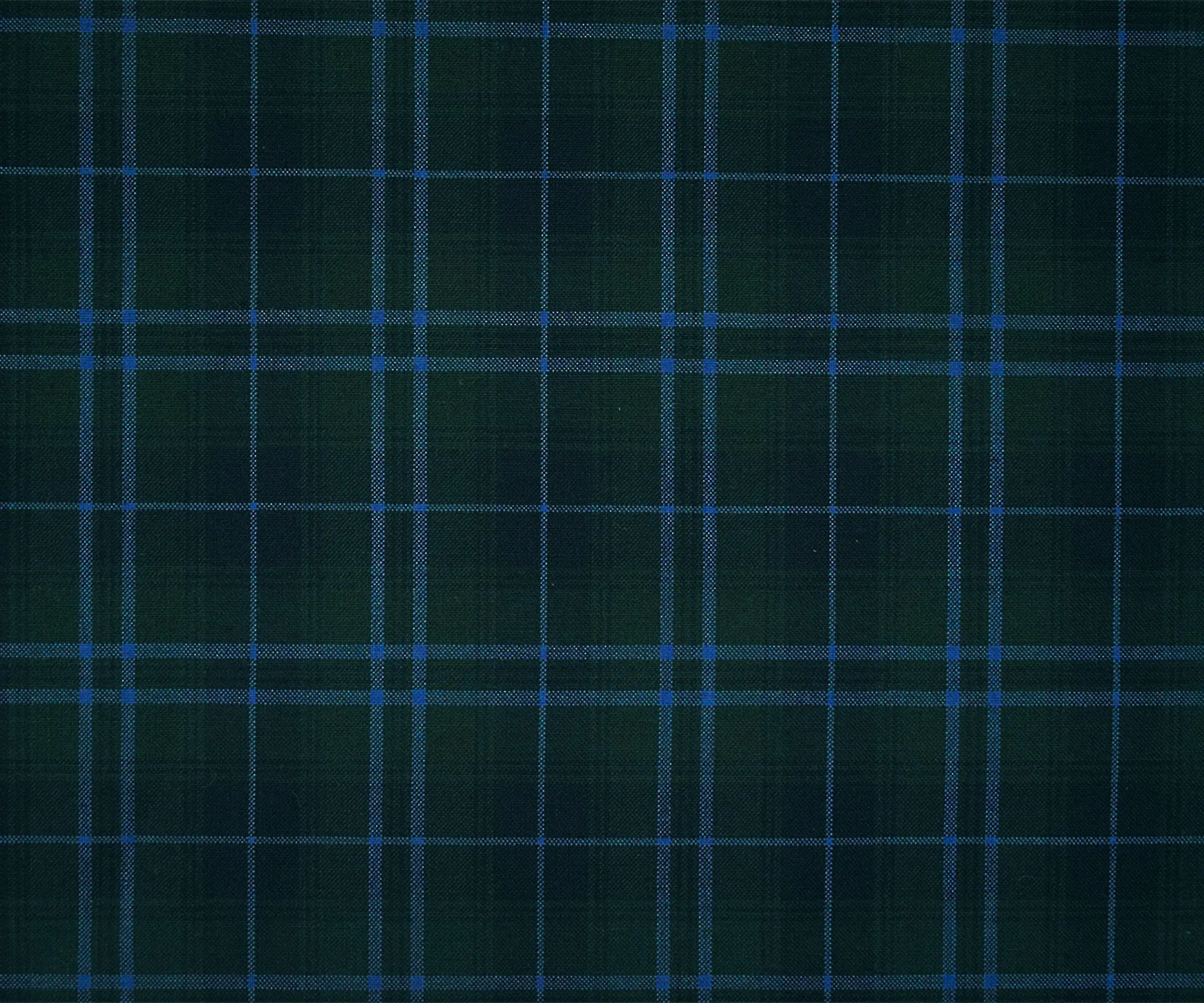 Green-Blue-Multi Poly-Wool Plaid Check Shirting Woven Fabric