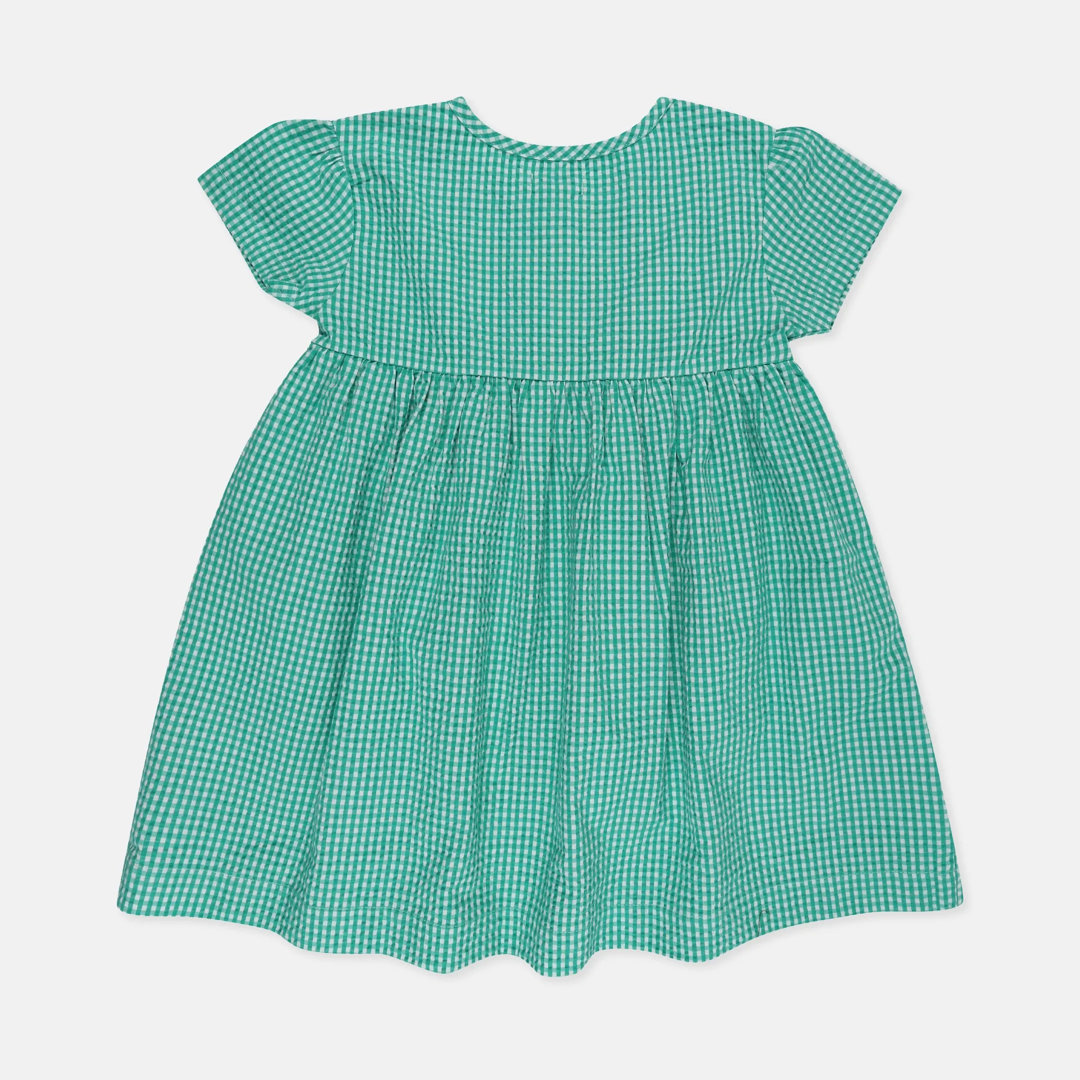 Green Gingham Print Dress
