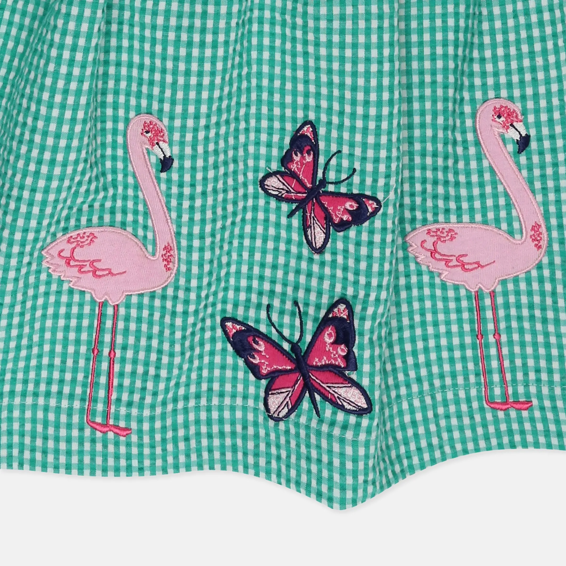 Green Gingham Print Dress