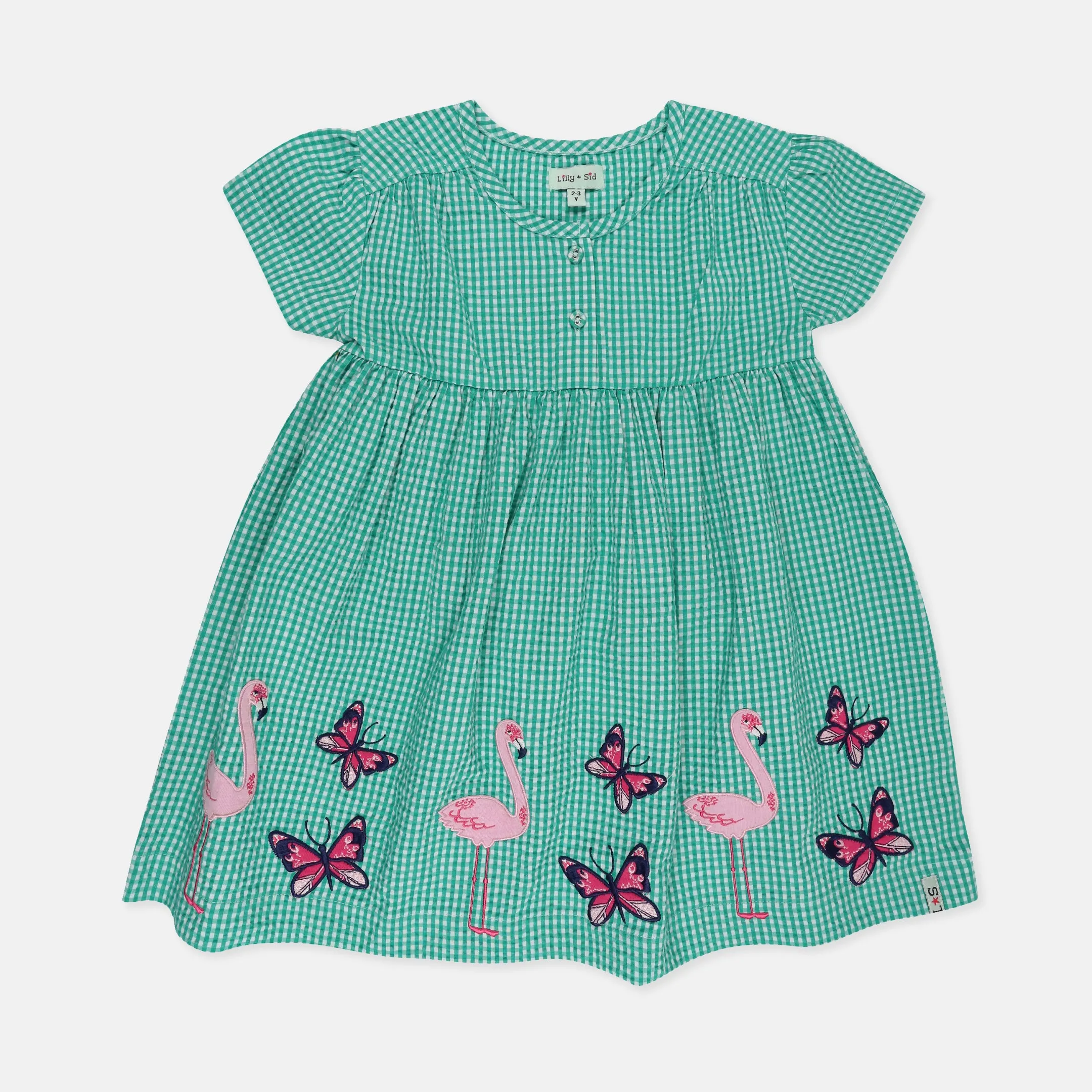 Green Gingham Print Dress