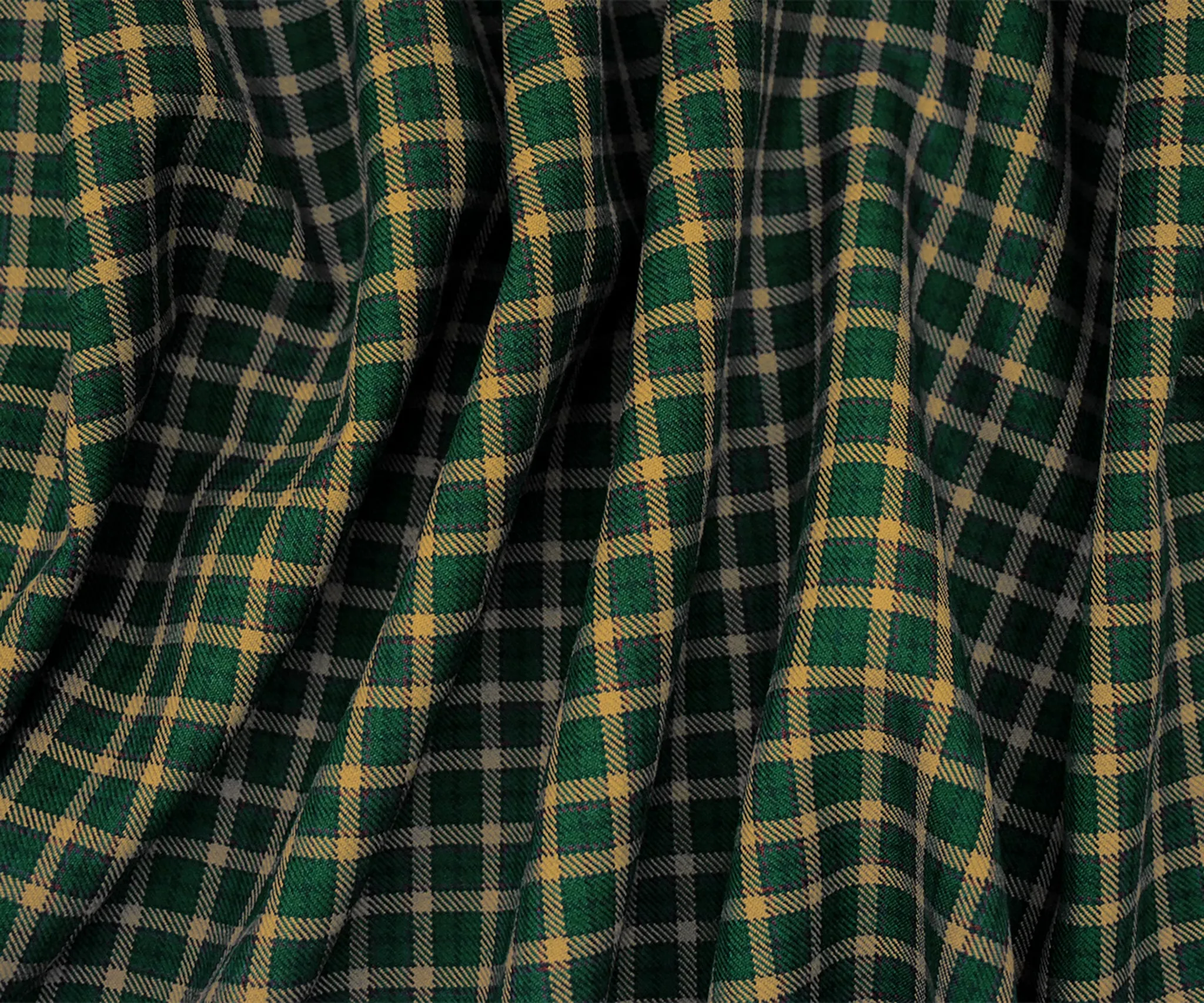 Green-Light Brown-Multi  Poly Wool Plaid Check Twill Woven Suiting Fabric