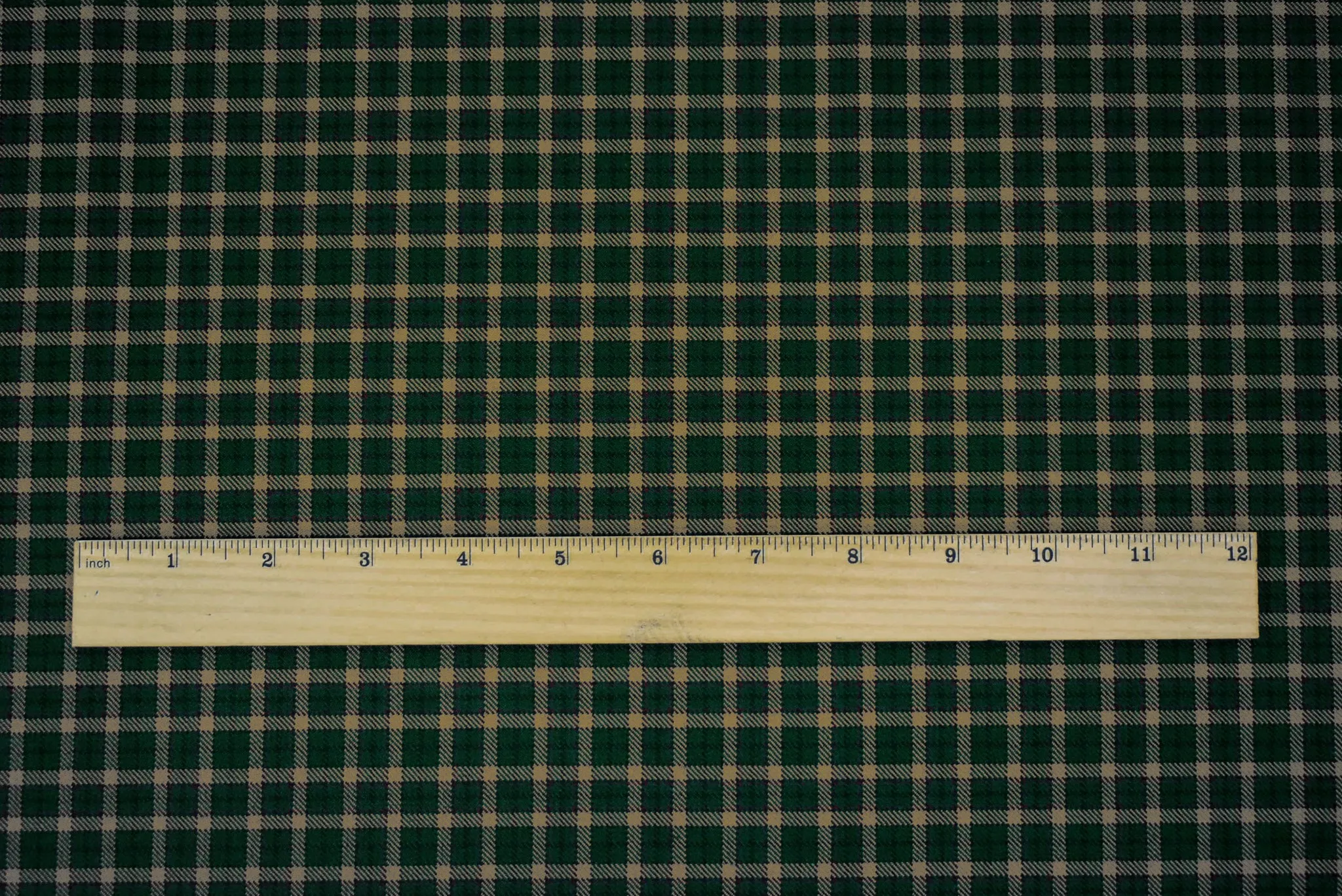 Green-Light Brown-Multi  Poly Wool Plaid Check Twill Woven Suiting Fabric