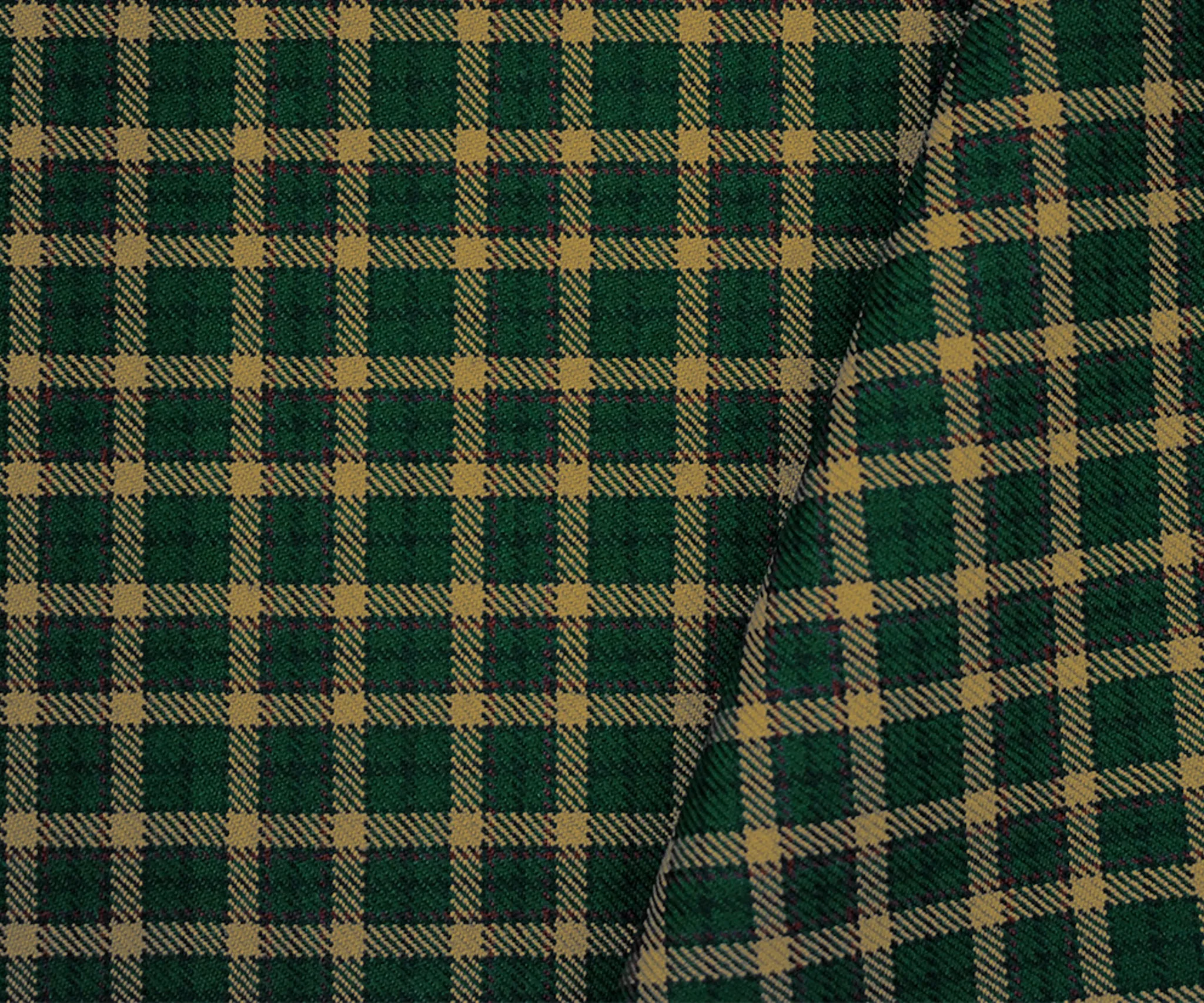 Green-Light Brown-Multi  Poly Wool Plaid Check Twill Woven Suiting Fabric