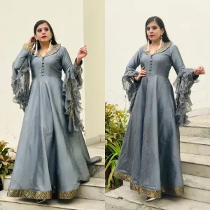 Grey Banarasi Anarkali