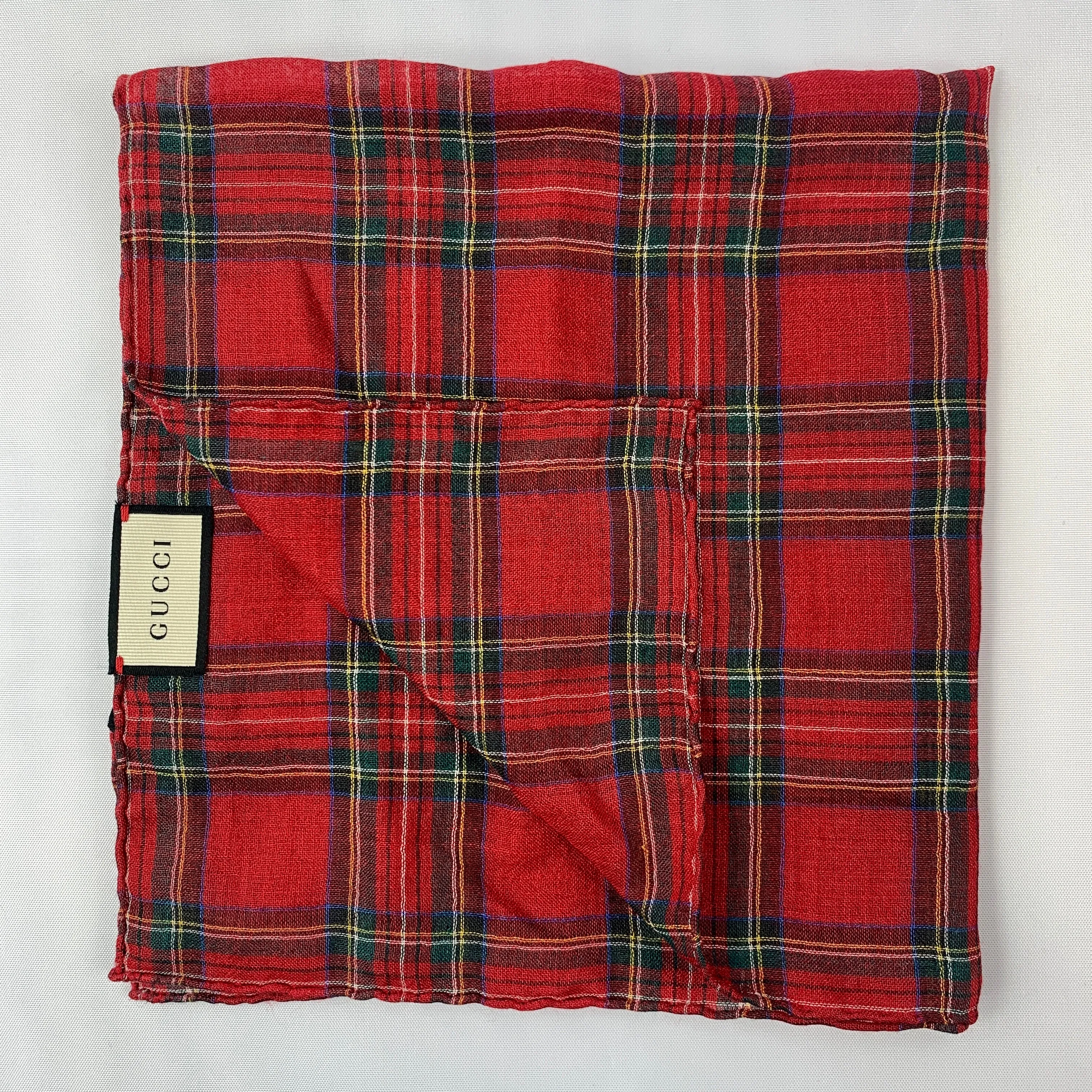 Gucci Plaid Tartan Pocket Square in Red