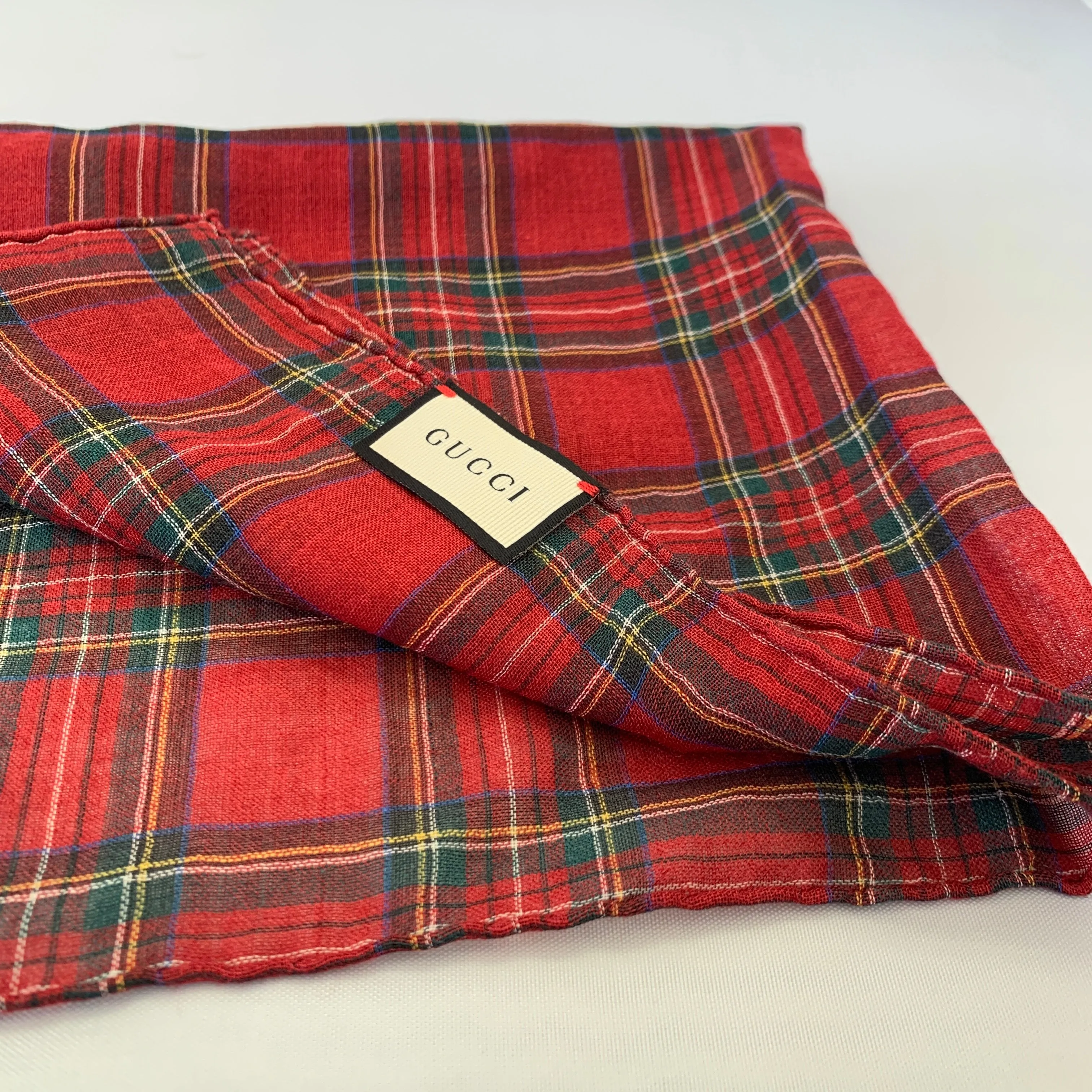 Gucci Plaid Tartan Pocket Square in Red