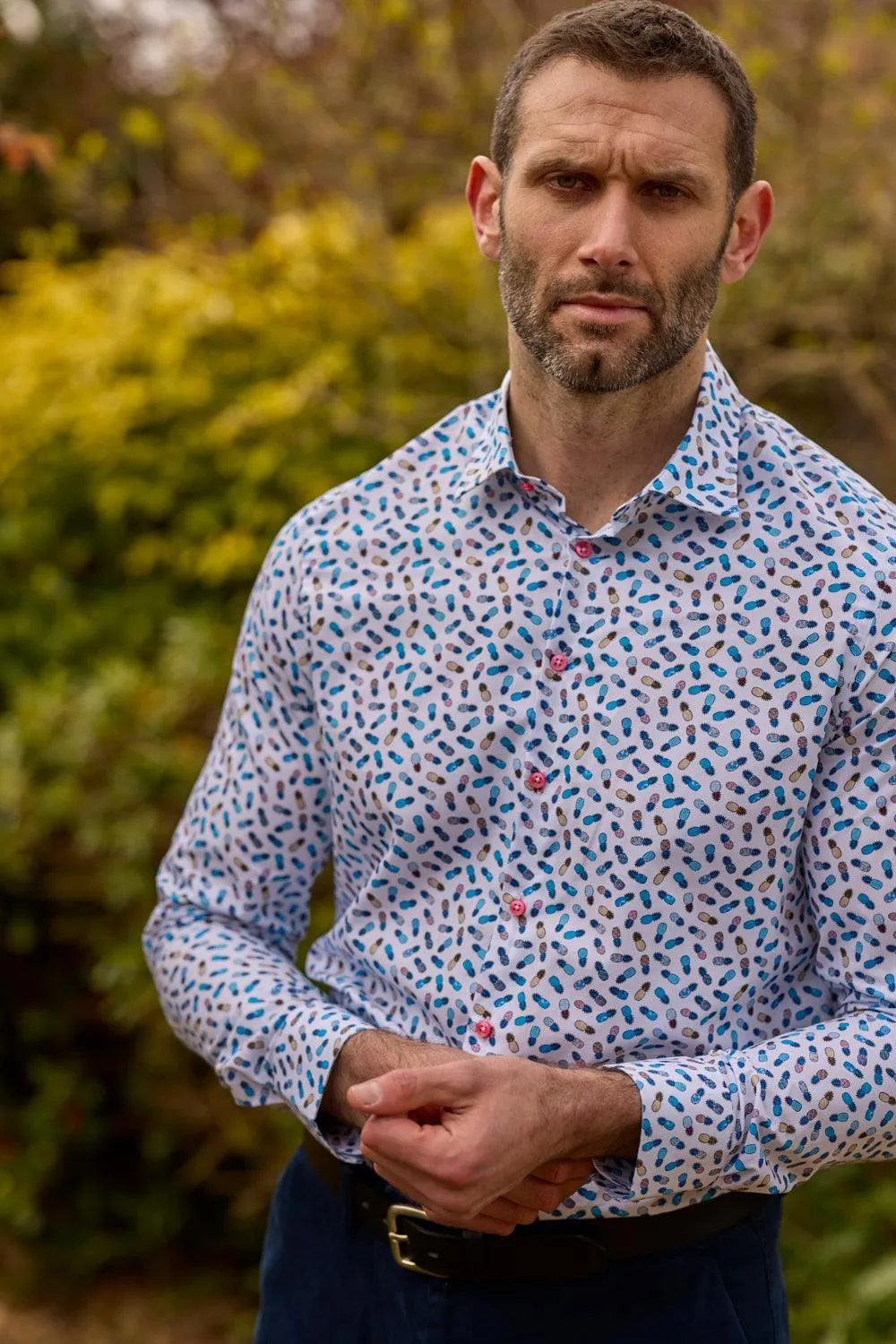 Gun Hill Mens George Pineapple shirt - White