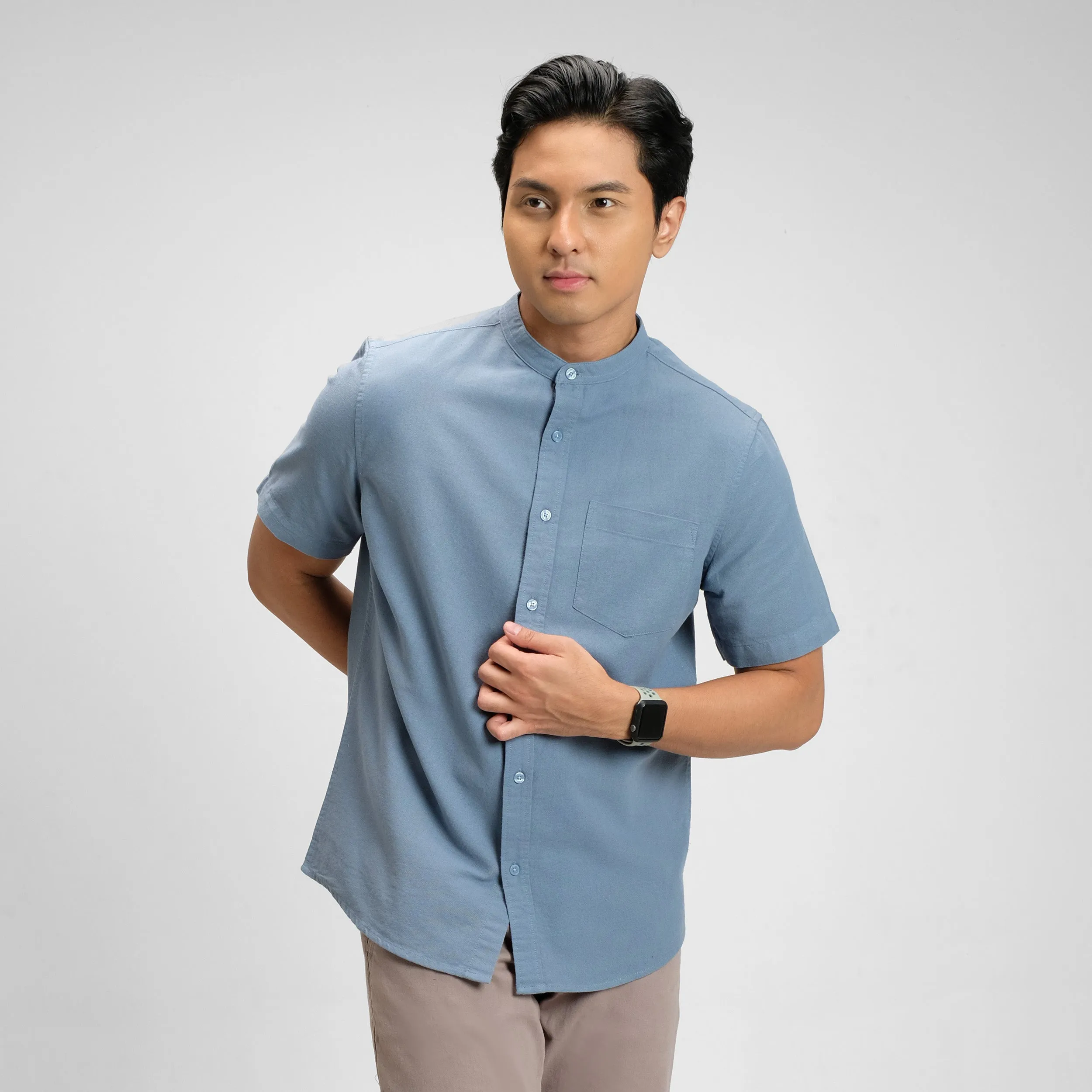 Hamzah Kemeja Koko Rami Basic Lengan Pendek