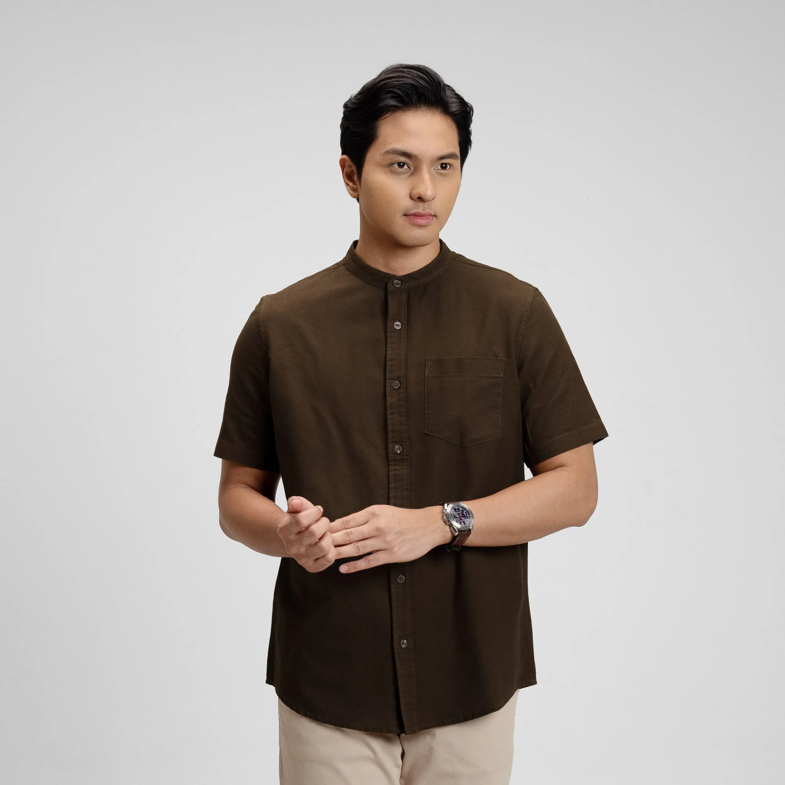Hamzah Kemeja Koko Rami Basic Lengan Pendek