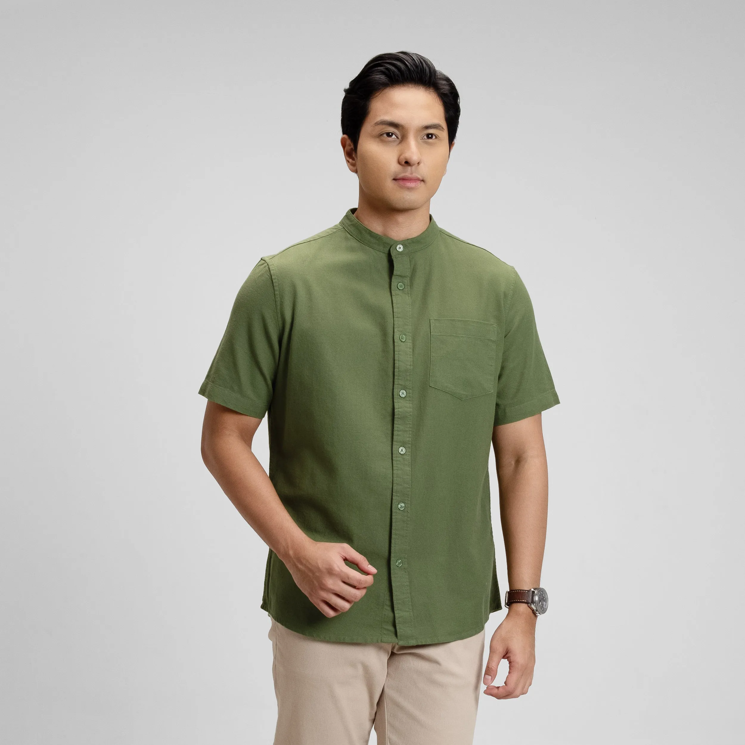 Hamzah Kemeja Koko Rami Basic Lengan Pendek