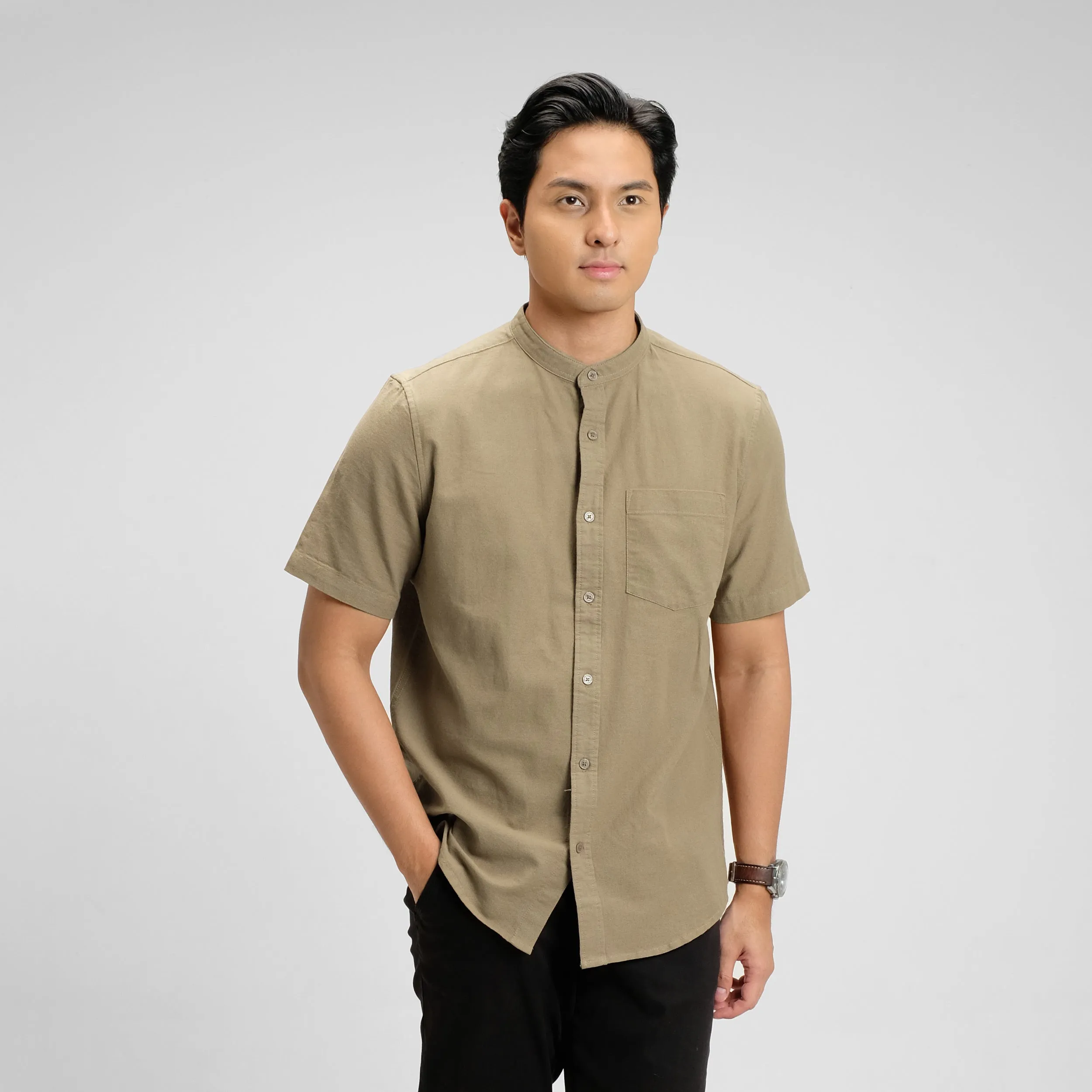 Hamzah Kemeja Koko Rami Basic Lengan Pendek