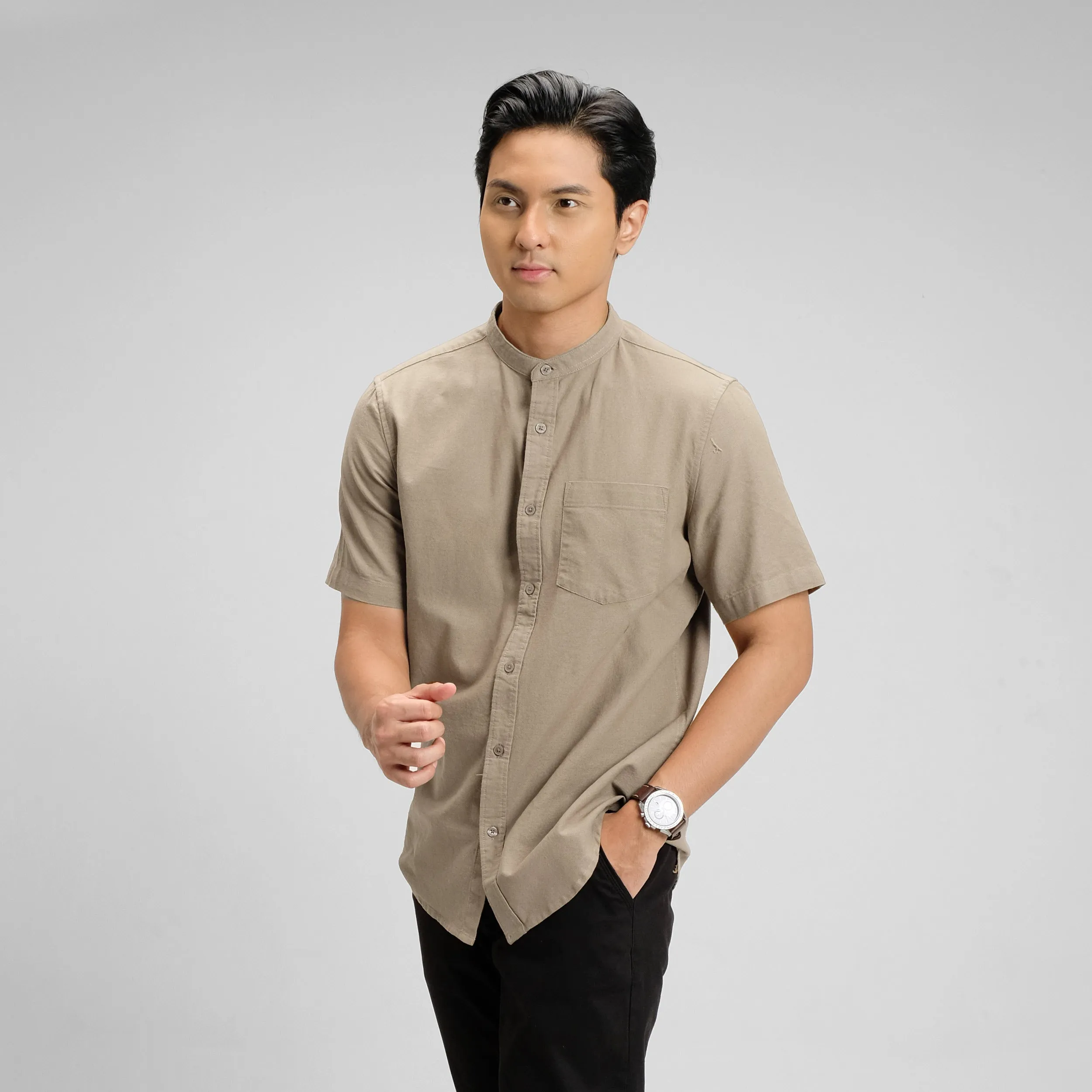 Hamzah Kemeja Koko Rami Basic Lengan Pendek