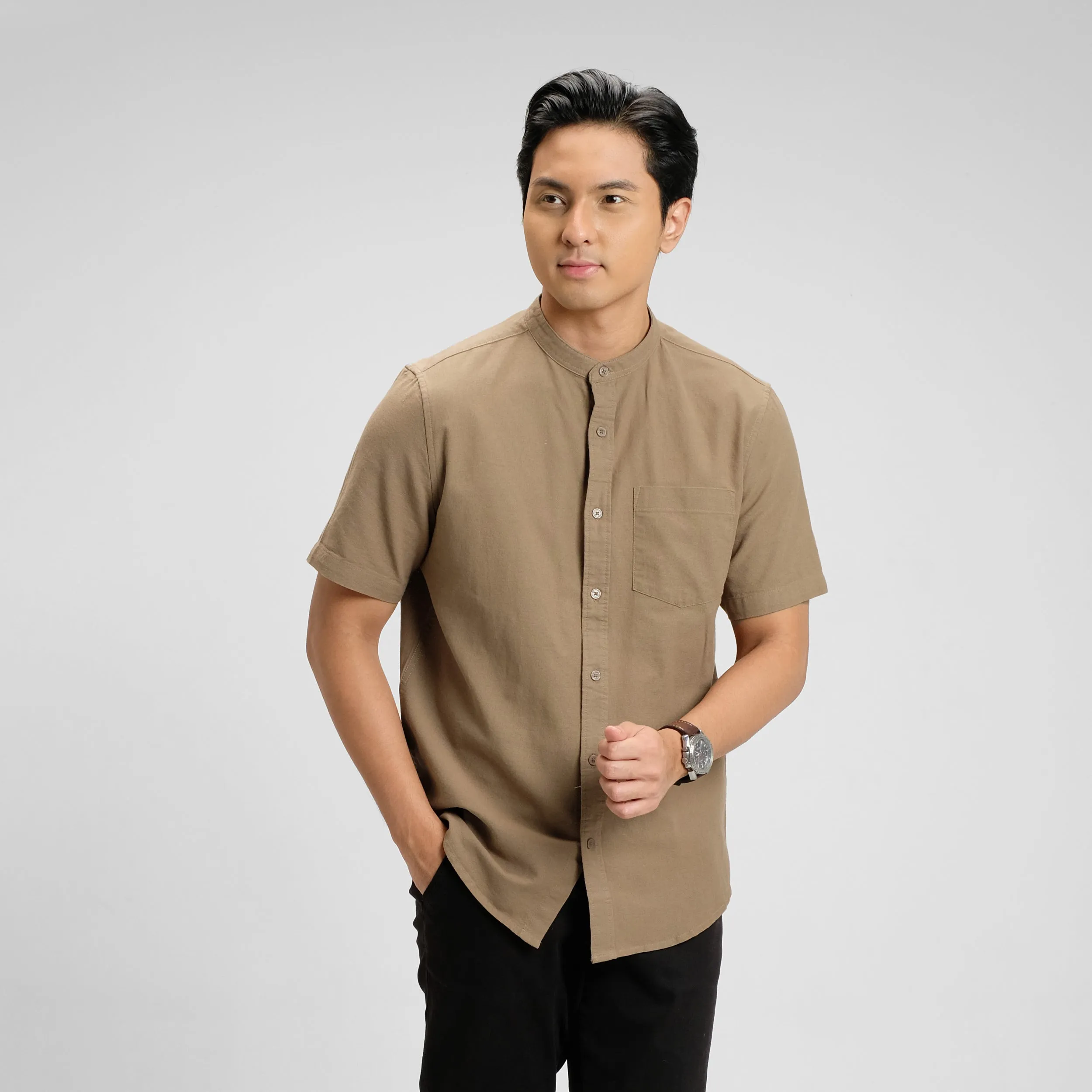 Hamzah Kemeja Koko Rami Basic Lengan Pendek