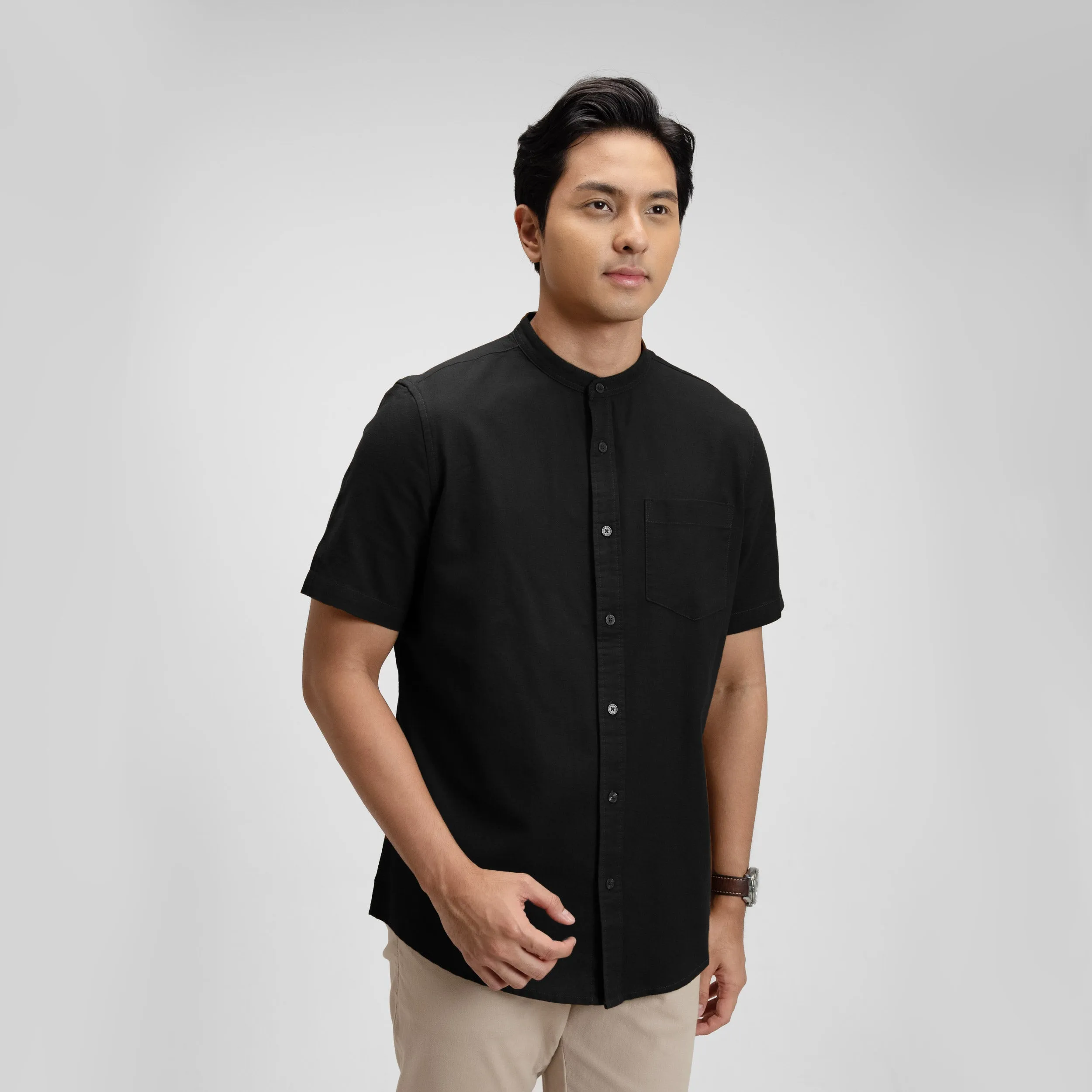 Hamzah Kemeja Koko Rami Basic Lengan Pendek