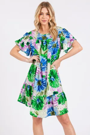 Hazel Blues® |  Ces Femme Floral Ruffled Short Sleeve Dress