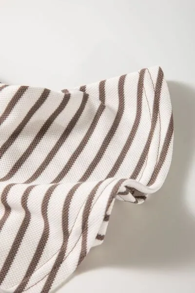 Hazel Blues® |  Contrast Striped Ruffle Short Sleeve Top
