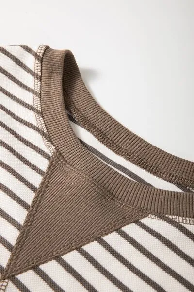 Hazel Blues® |  Contrast Striped Ruffle Short Sleeve Top