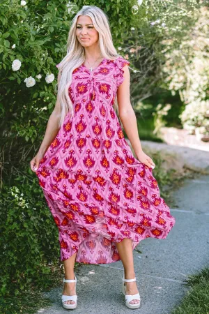 Hazel Blues® |  Twisted Printed Cap Sleeve Midi Dress