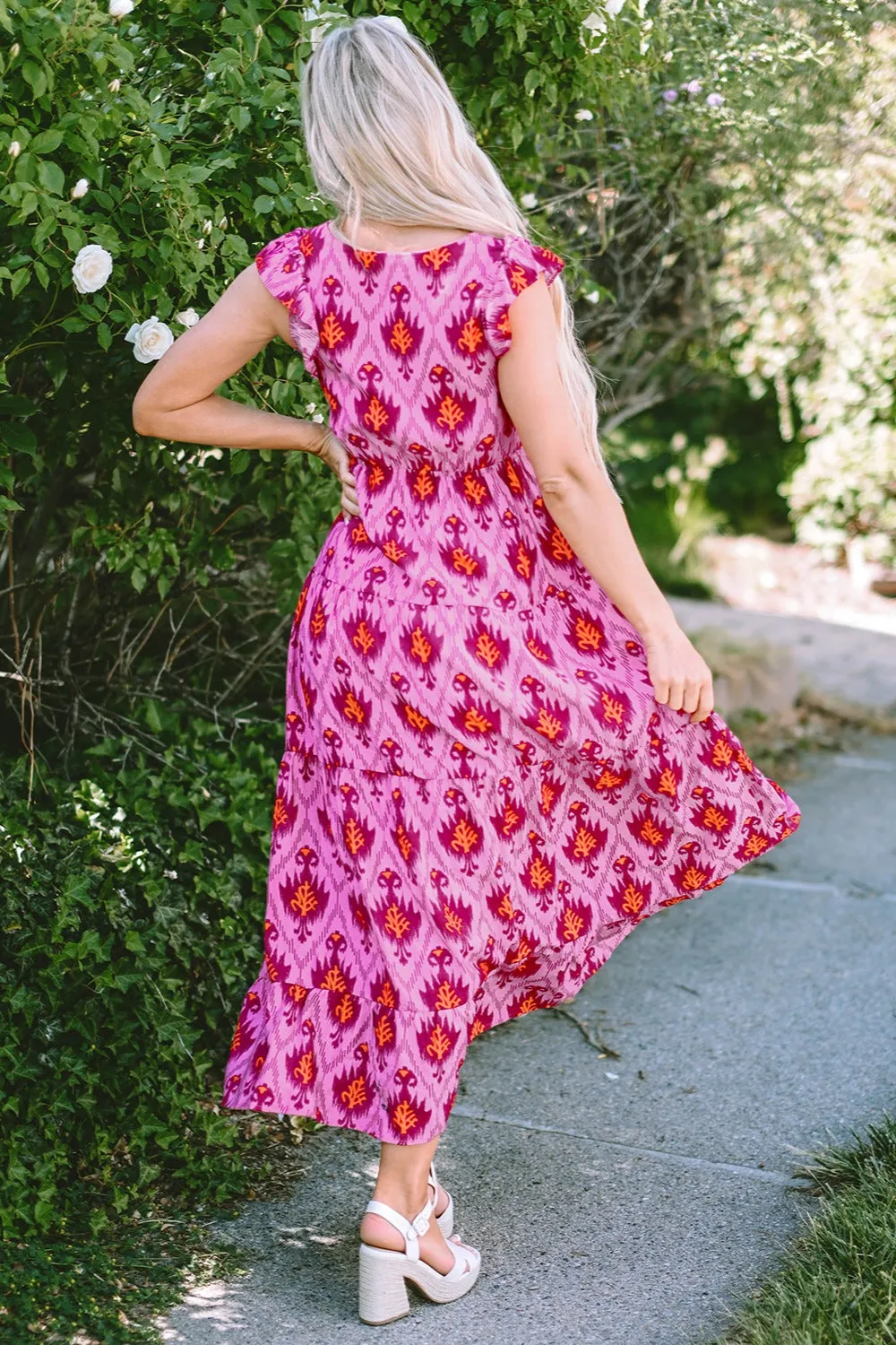 Hazel Blues® |  Twisted Printed Cap Sleeve Midi Dress