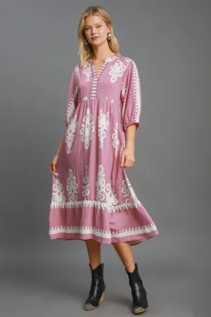 Hazel Blues® |  Umgee Printed Notched Midi Dress