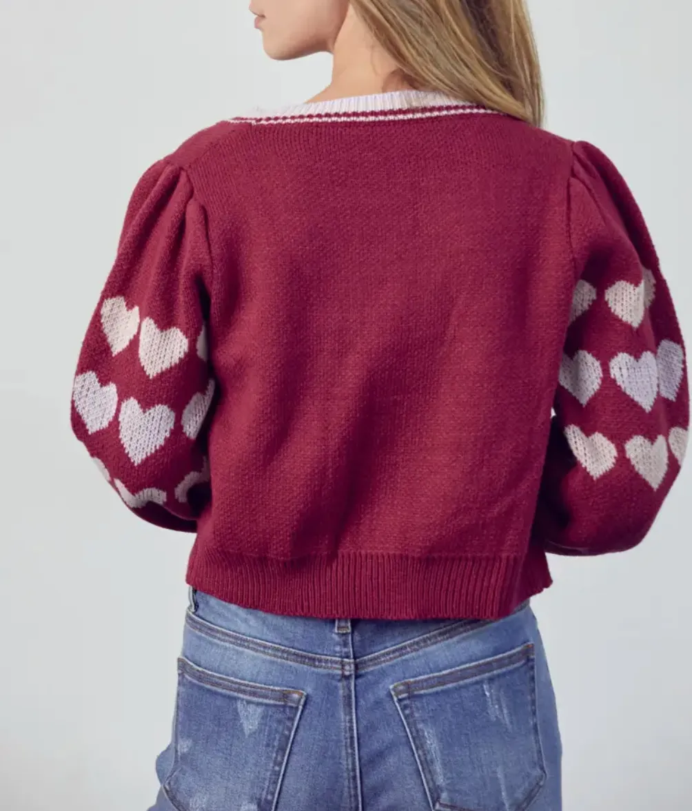 HEART BUTTON-FRONT CARDIGAN