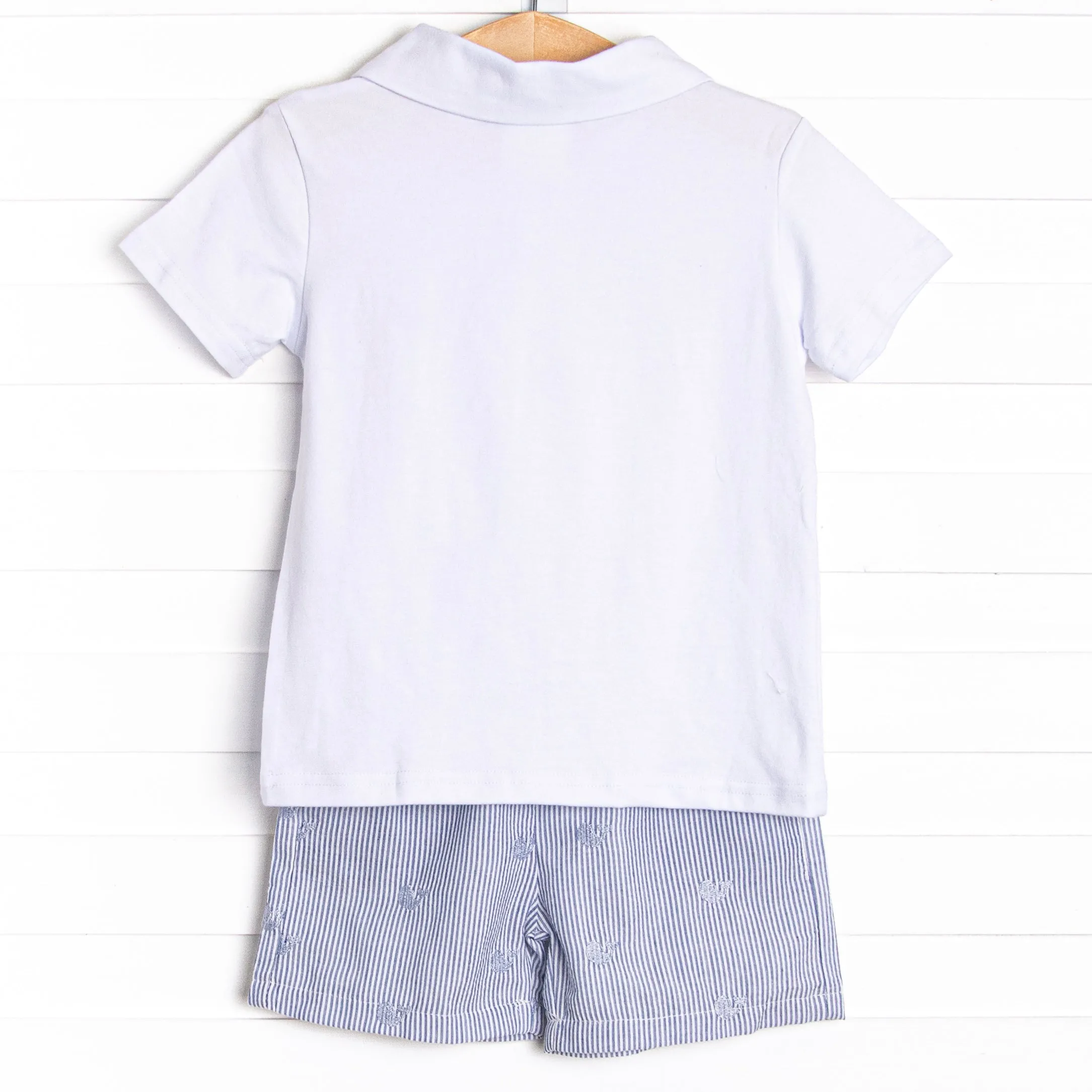 High Tide Embroidered Short Set, Blue