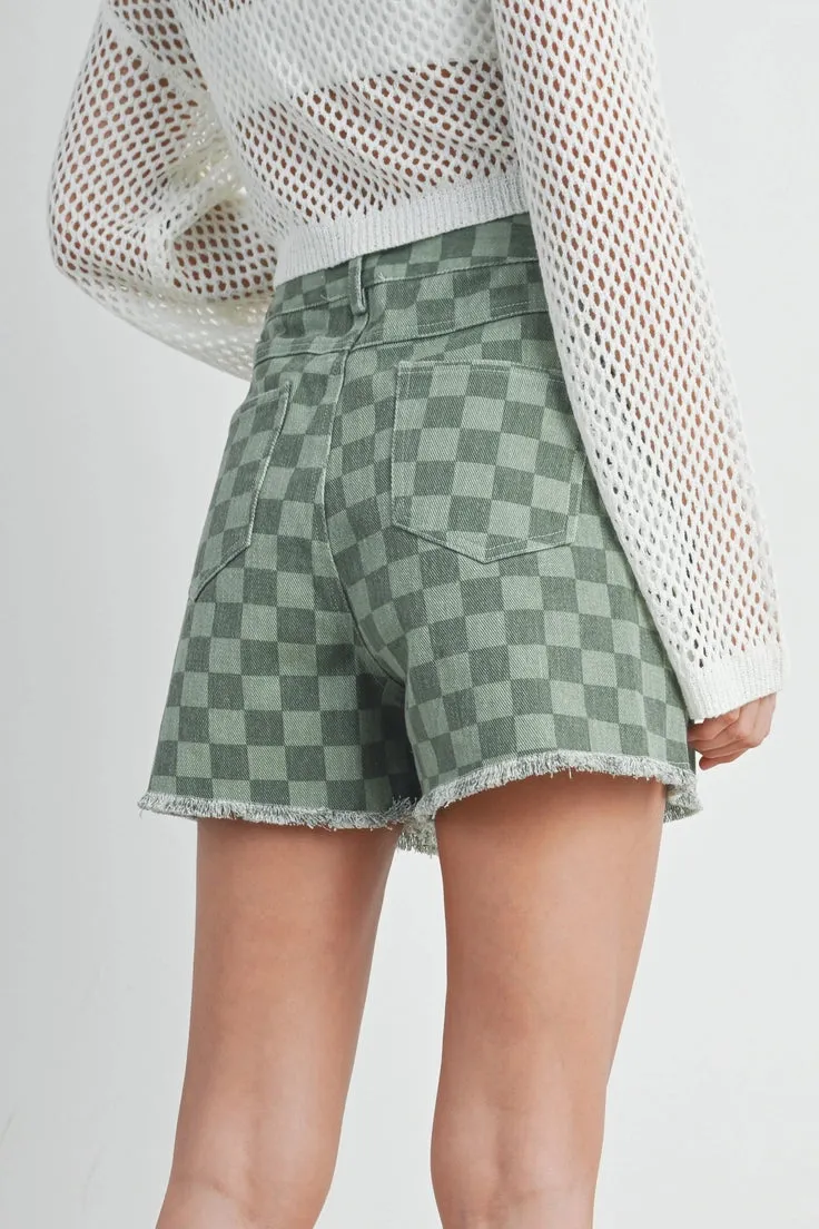 High Waisted Checkered Shorts