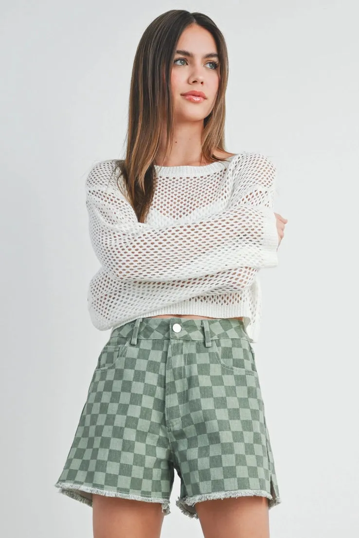 High Waisted Checkered Shorts
