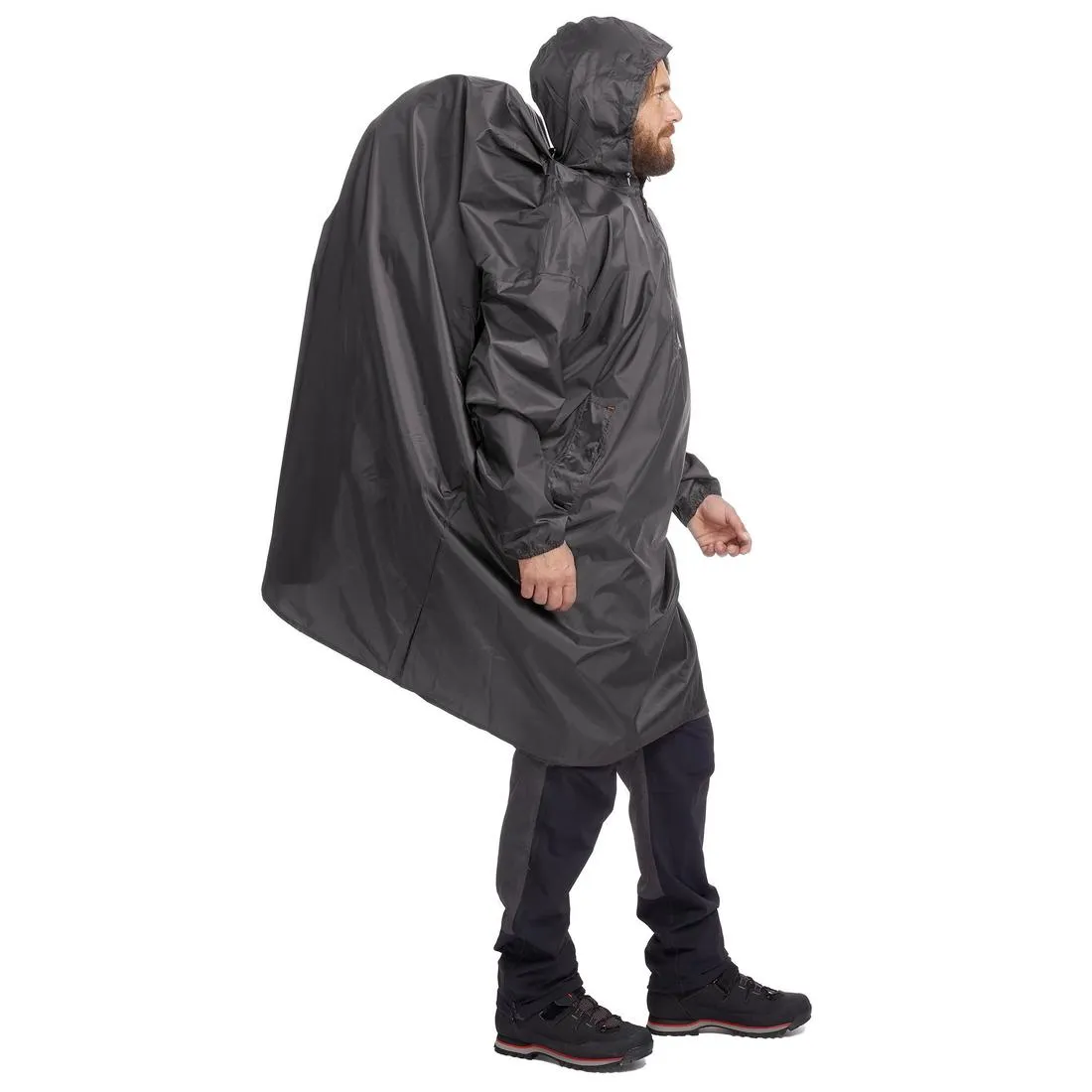 Hiking Rain Poncho-ARPENAZ 500 GREY 40 L Size L/XL