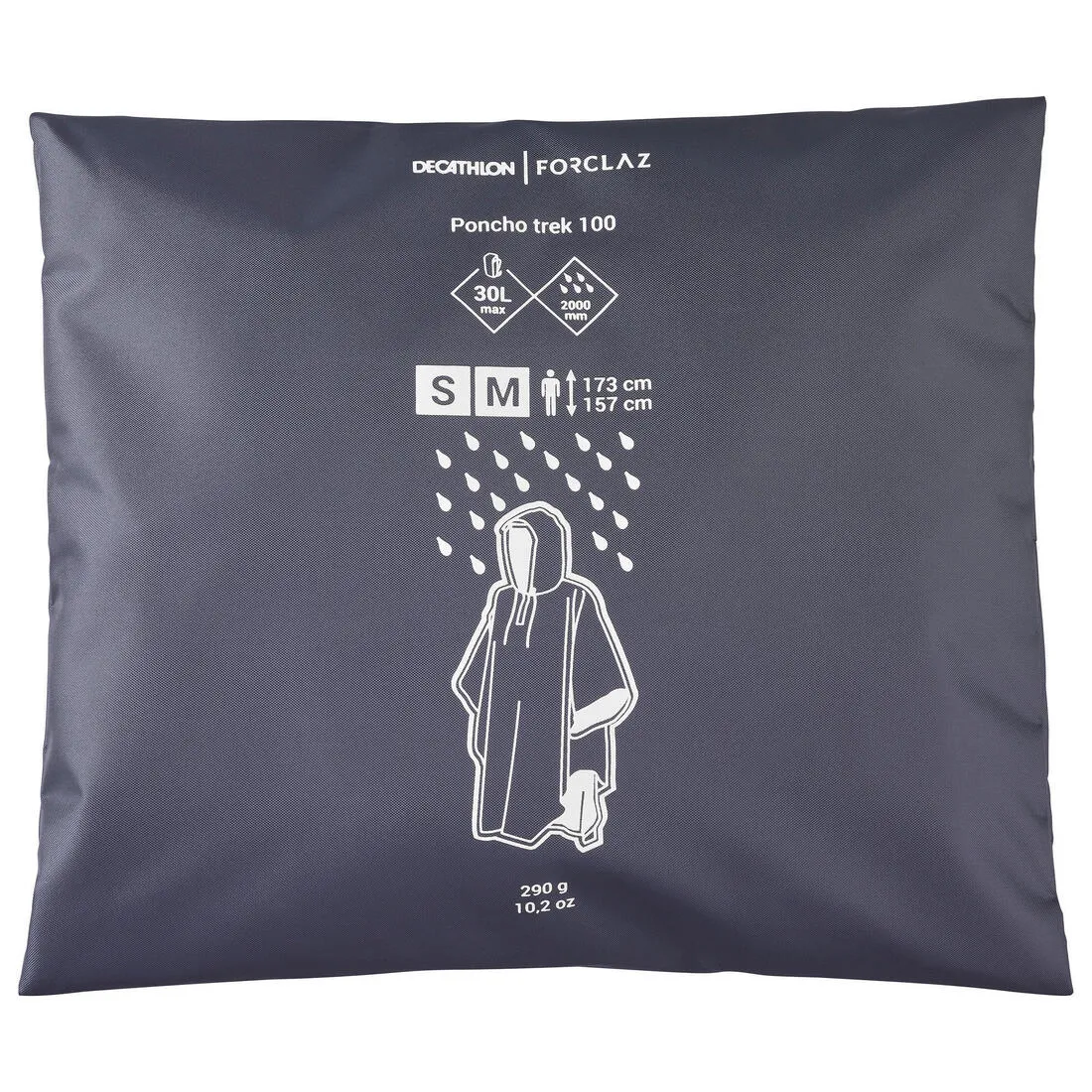 Hiking Rain Poncho - FORCLAZ MT 100 - 30 L - BLUE