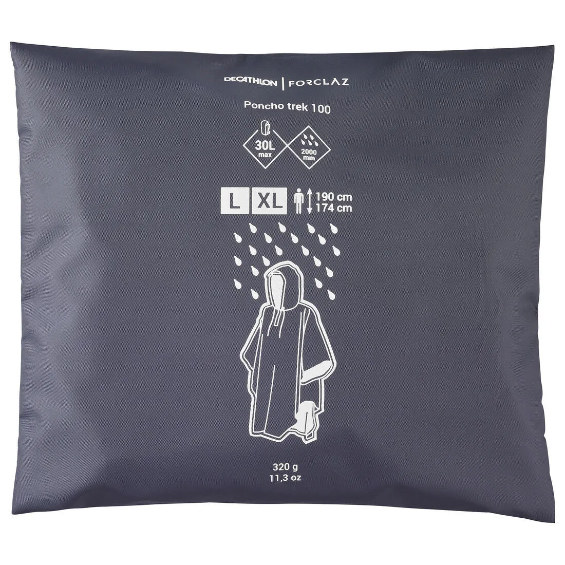 Hiking Rain Poncho - FORCLAZ MT 100 - 30 L - BLUE