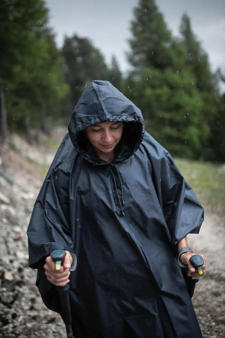 Hiking Rain Poncho - FORCLAZ MT 100 - 30 L - BLUE