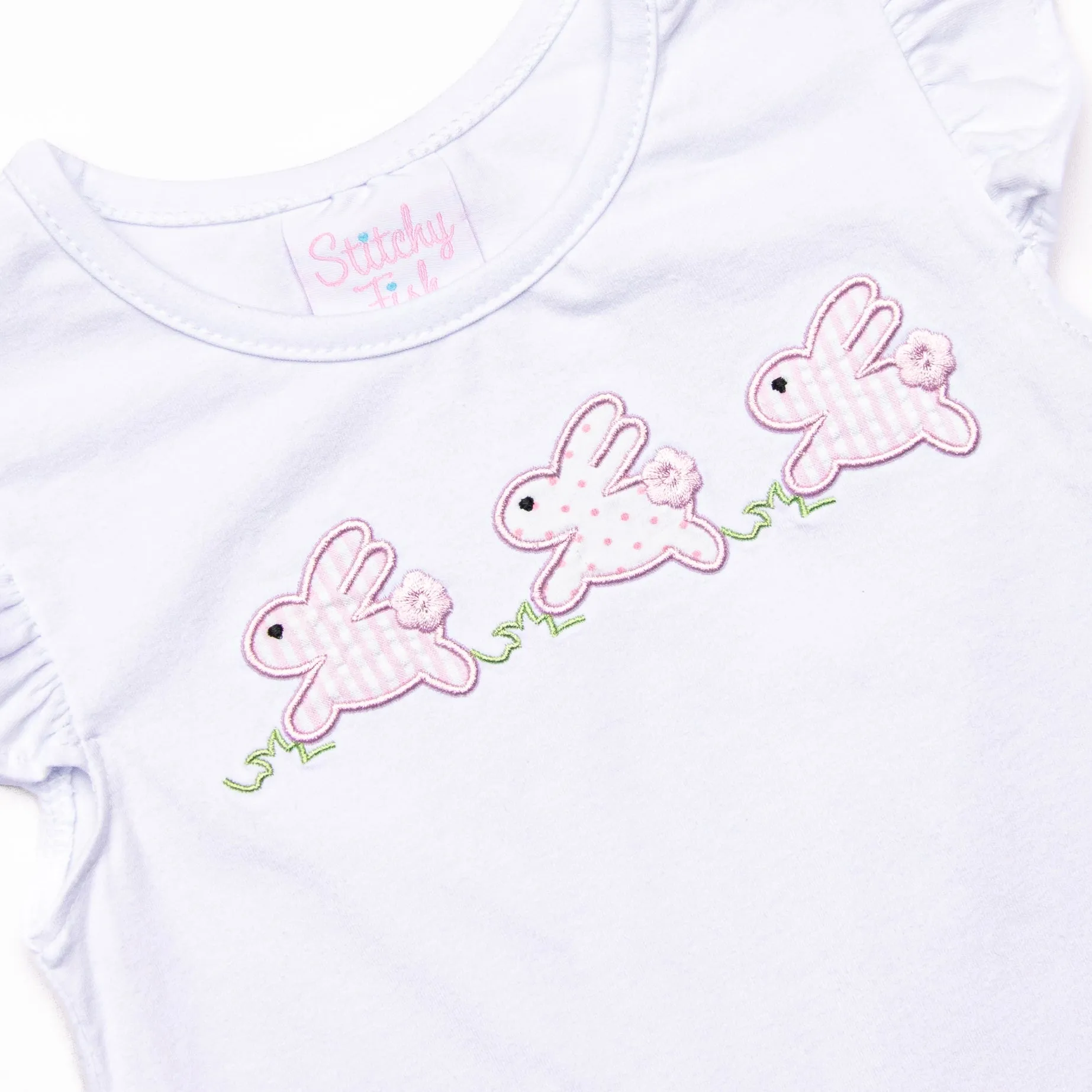 Hippity Hoppity Applique Short Set, Pink Seersucker