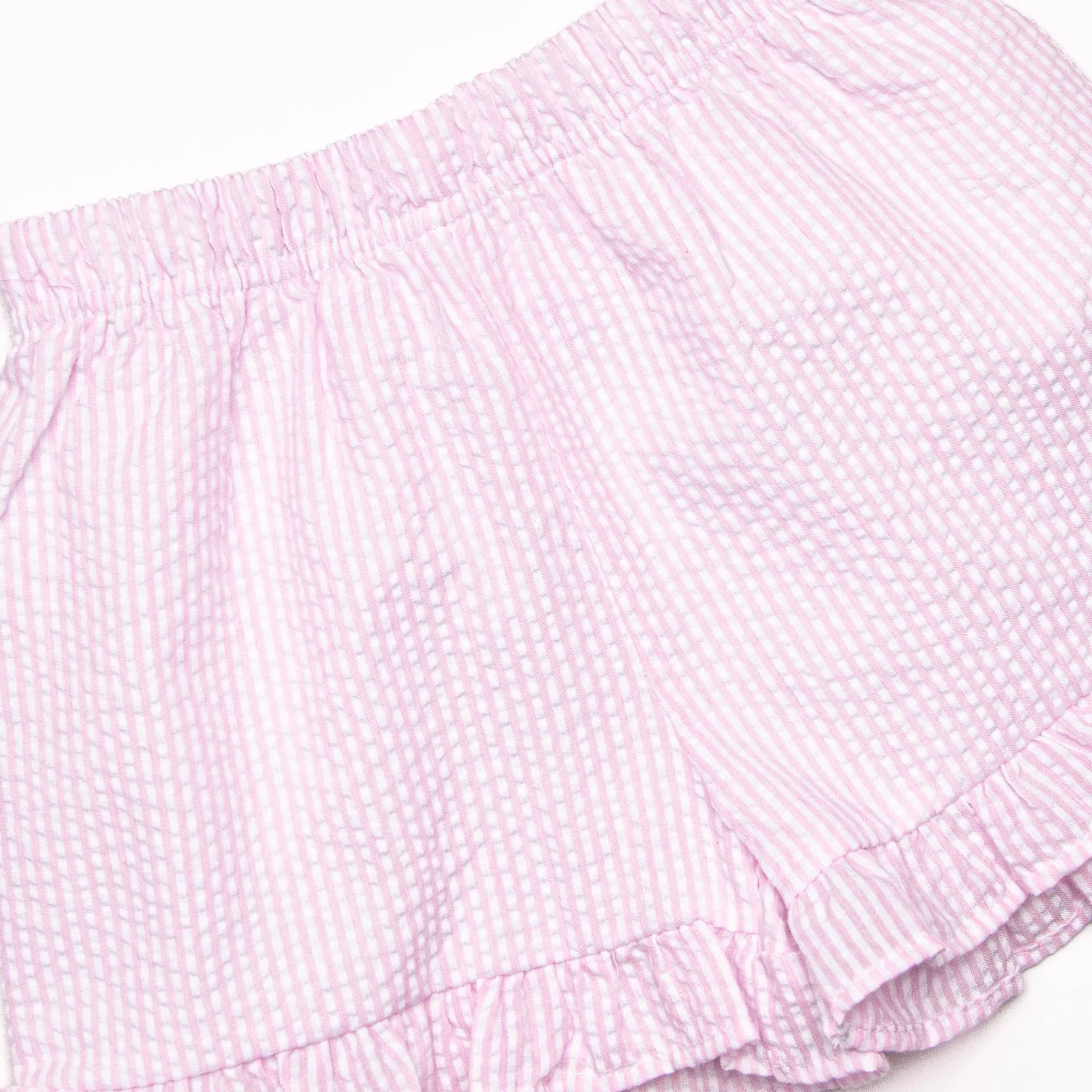 Hippity Hoppity Applique Short Set, Pink Seersucker
