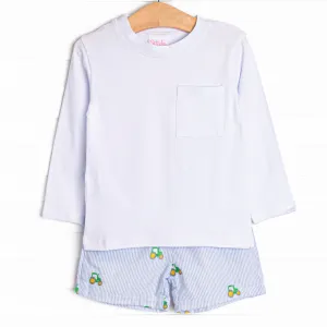 Hometown Hero Embroidered Short Set, Blue
