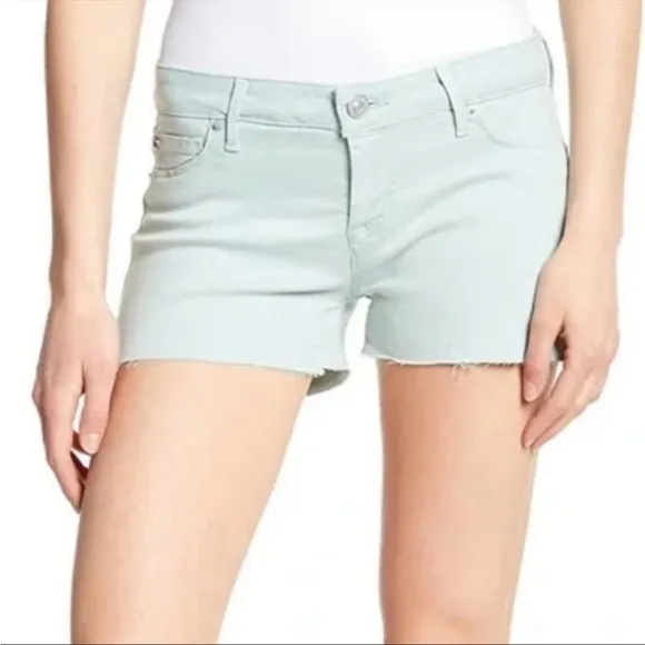 Hudson Jeans Amber Frayed Hem Denim Shorts - Mint Green - Size 26