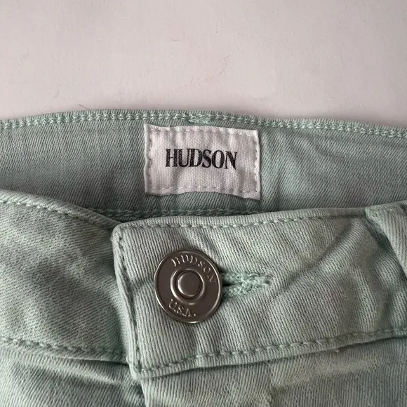 Hudson Jeans Amber Frayed Hem Denim Shorts - Mint Green - Size 26