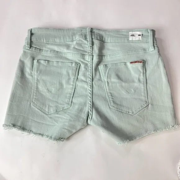 Hudson Jeans Amber Frayed Hem Denim Shorts - Mint Green - Size 26