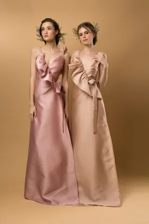 I DO BY ZOO: CONSTANZA Ruffled Wrap Maxi Dress (Nude)