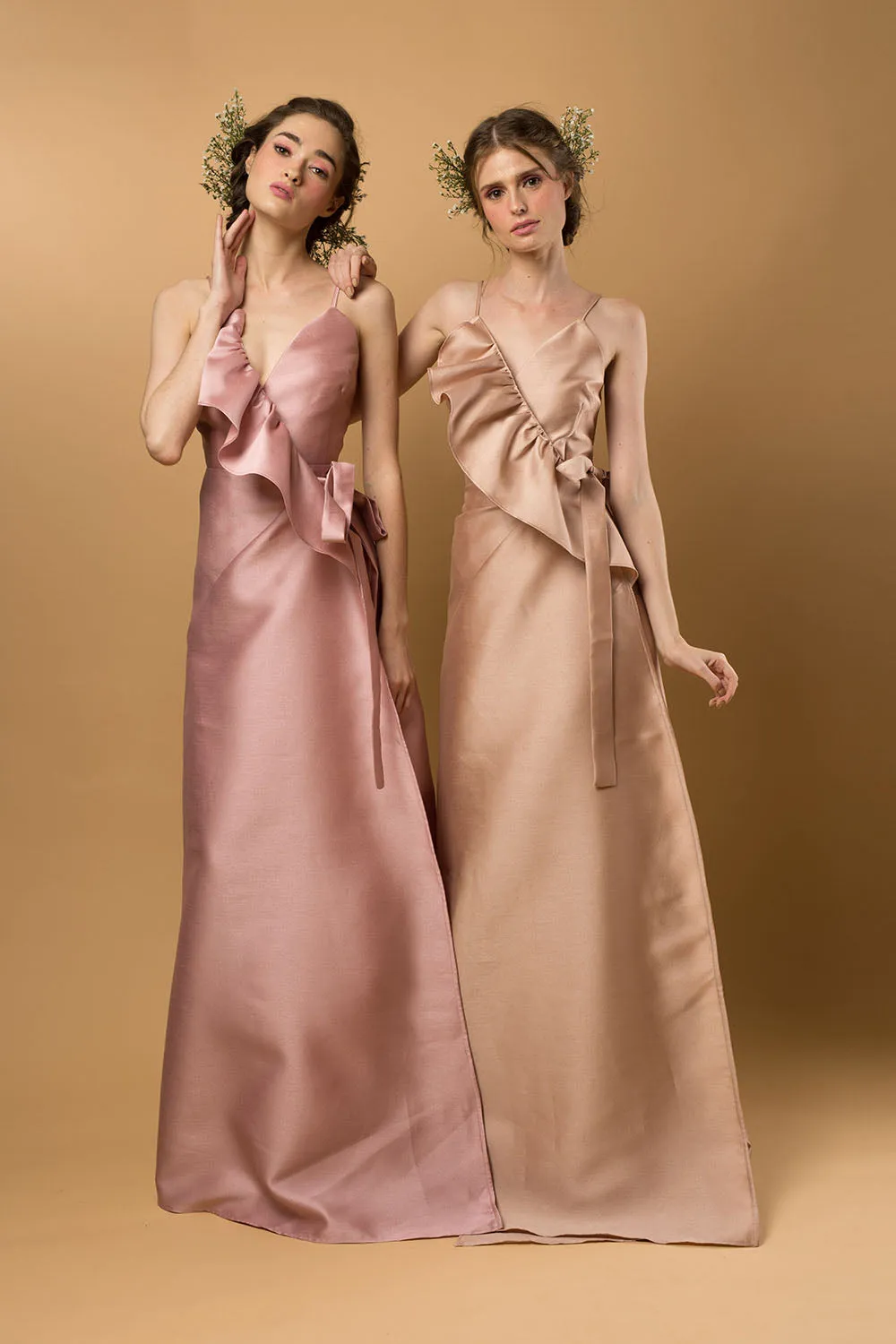 I DO BY ZOO: CONSTANZA Ruffled Wrap Maxi Dress (Nude)
