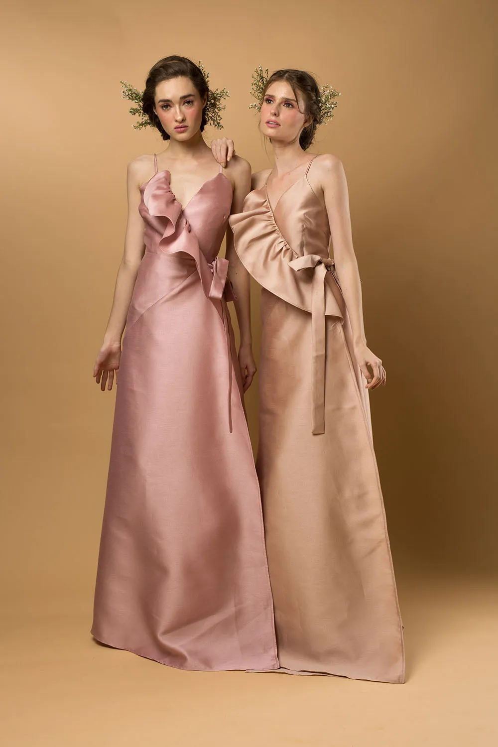 I DO BY ZOO: CONSTANZA Ruffled Wrap Maxi Dress (Nude)