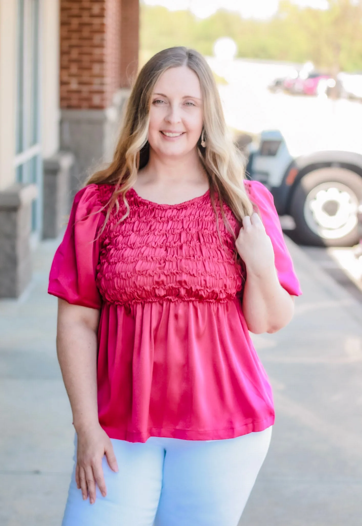 I Feel Pretty Blouse in Magenta