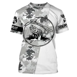 Ice fishing walleye winter camo clothing Custom fishing T-shirt, gift for fisherman NPQ446