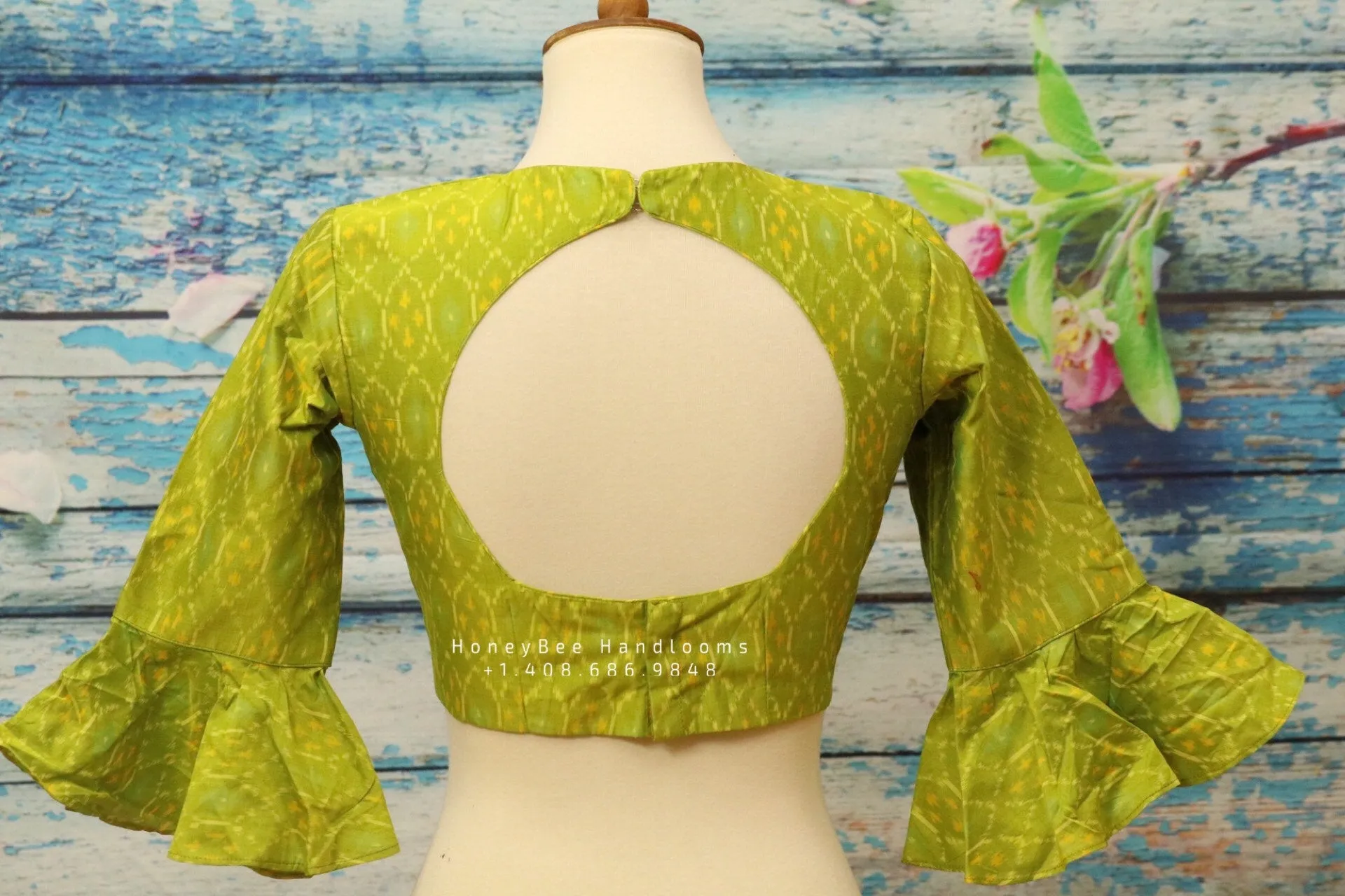 Ikkat Saree Blouse |seiko Work Blouse | saree stitched Blouse | Bollywood Blouse| silk saree Blouse | green Blouse | Handloom blouse