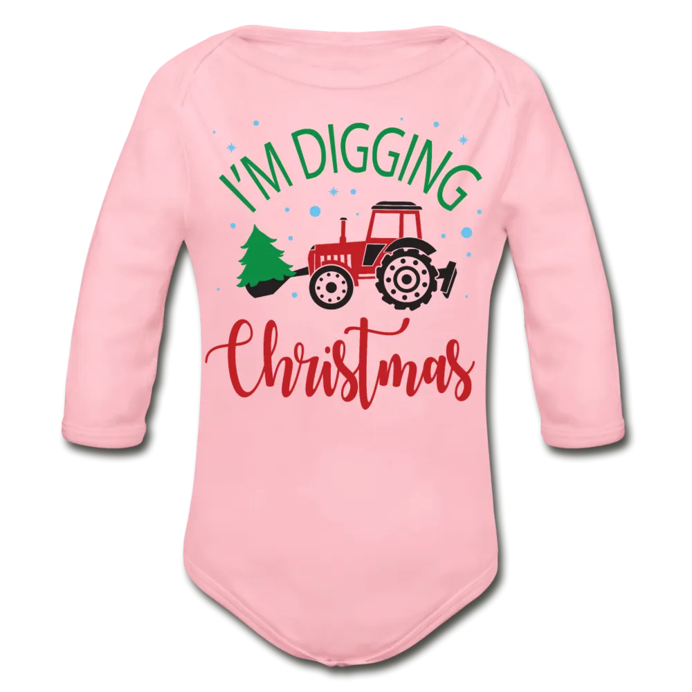 I'm Digging Christmas Organic Long Sleeve Baby Bodysuit