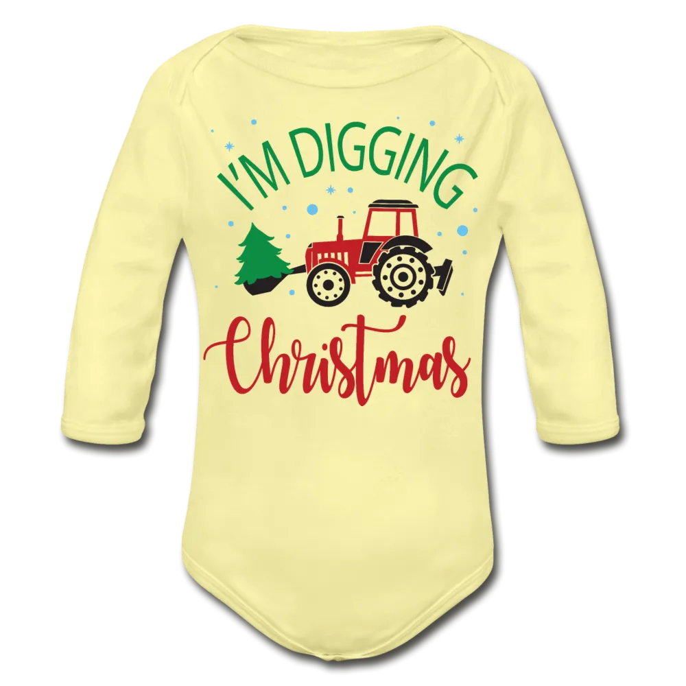 I'm Digging Christmas Organic Long Sleeve Baby Bodysuit