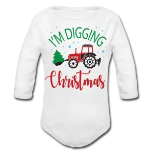 I'm Digging Christmas Organic Long Sleeve Baby Bodysuit