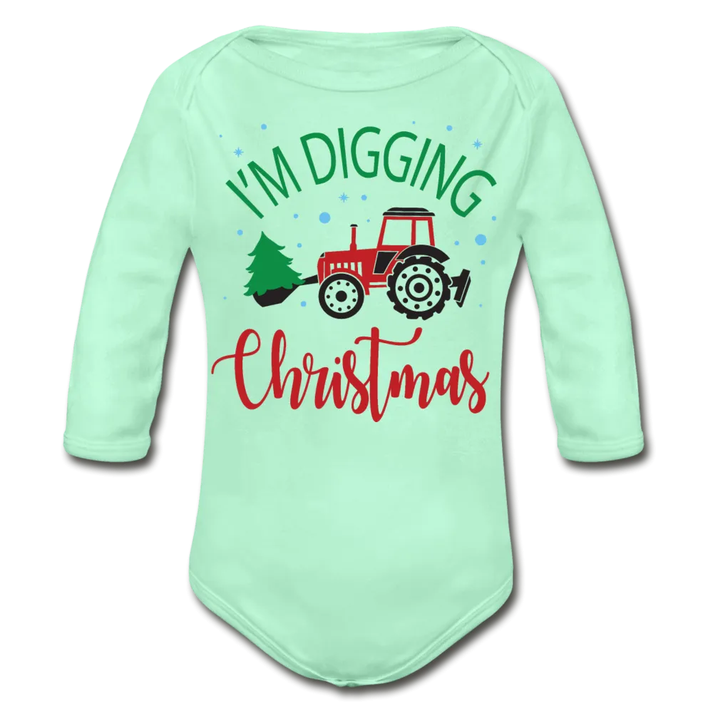 I'm Digging Christmas Organic Long Sleeve Baby Bodysuit
