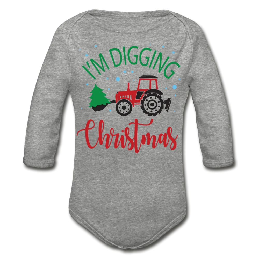 I'm Digging Christmas Organic Long Sleeve Baby Bodysuit